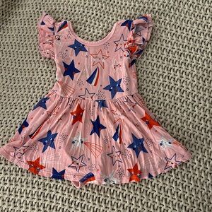 Gently Worn Star Little Sleepies Play Bodysuit Dress. Size 18-24 months.